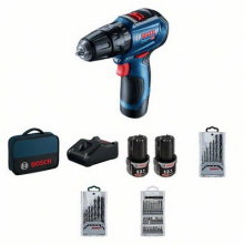 Bosch GSB 12V-30 PŘÍKLEPOVÝ VRTACÍ ŠROUBOVÁK  (2x2,0Ah, GAL1240, taška, příslušenství) 06019G9101